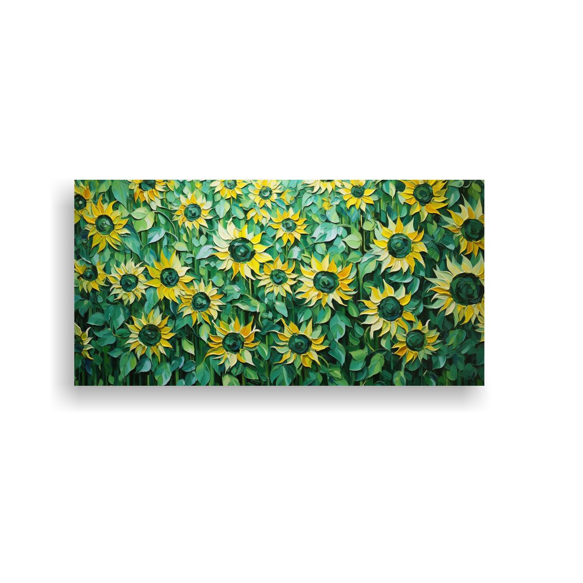 GENERICO - Cuadro Lienzo Pintura Girasoles Verdes Estilo 100x50 Cm