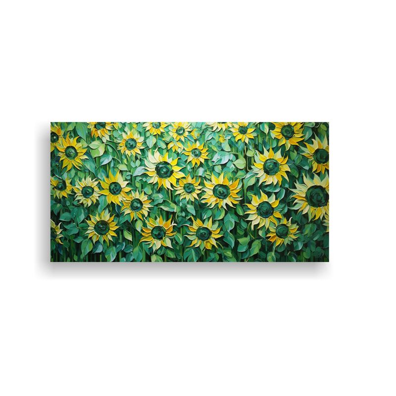 GENERICO - Cuadro Lienzo Pintura Girasoles Verdes Estilo 100x50 Cm
