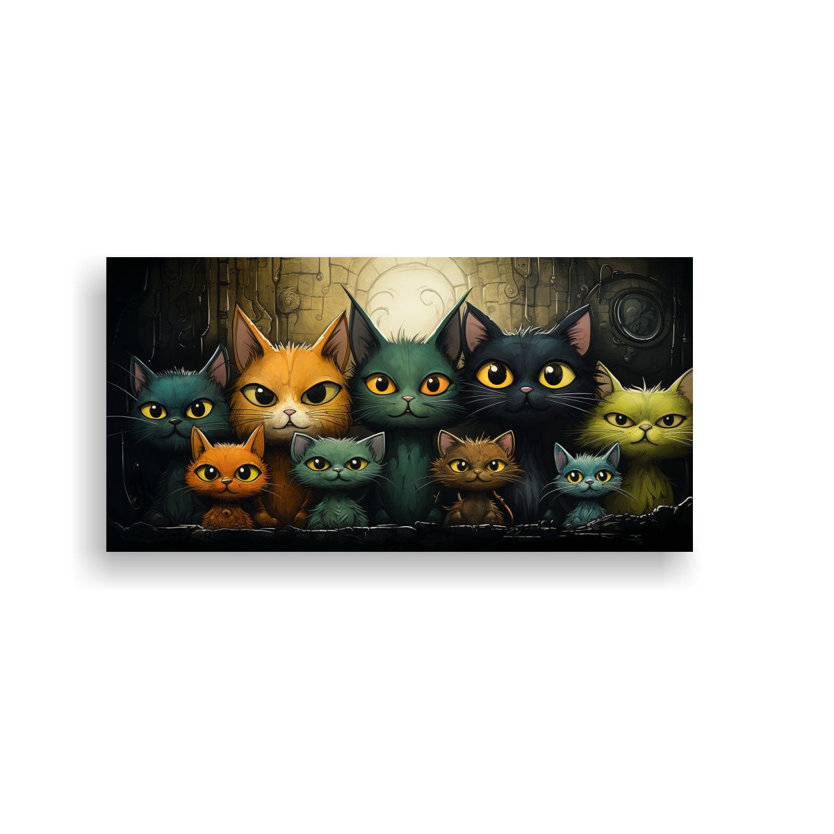 GENERICO - Cuadro Lienzo Fotografía Urbana Gatos Colores 80x40 Cm