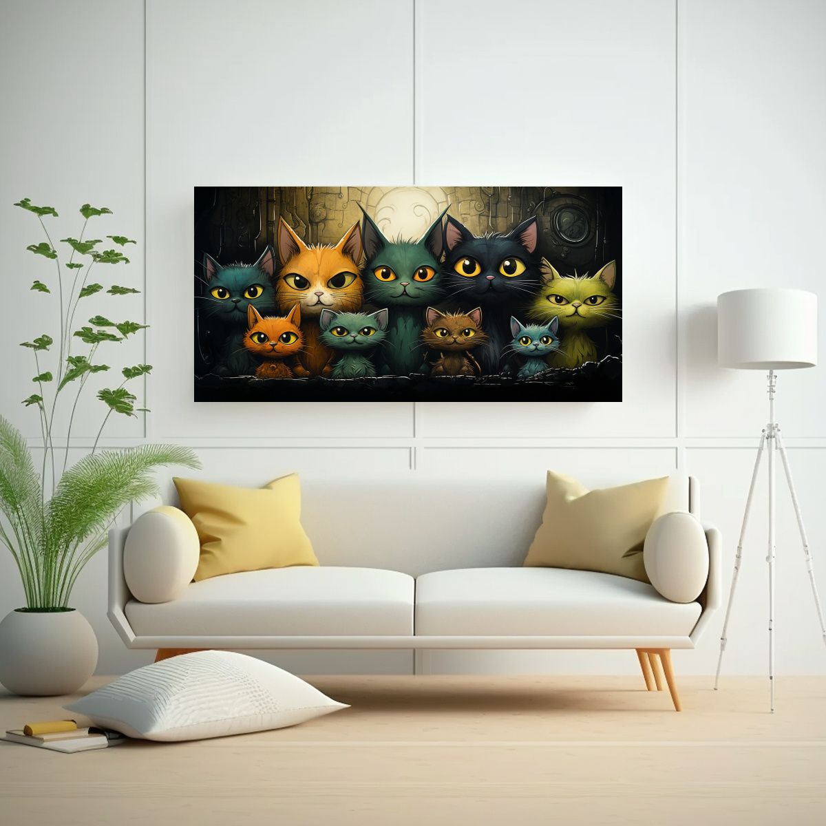 GENERICO - Cuadro Lienzo Fotografía Urbana Gatos Colores 80x40 Cm