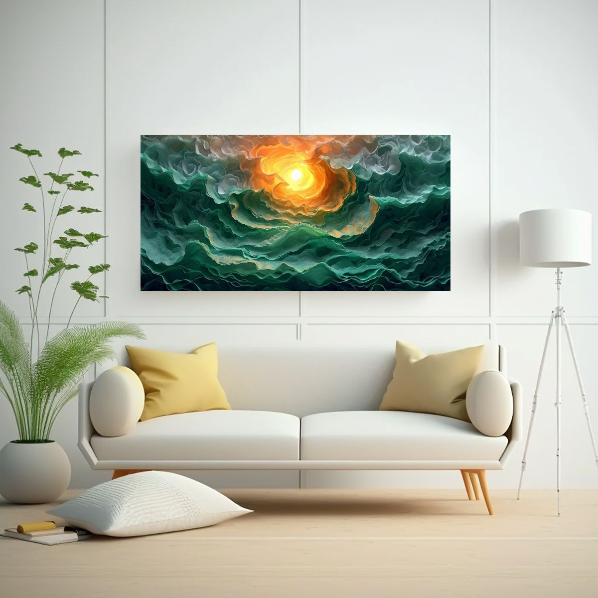 GENERICO - Cuadro Tela Arte Moderno Ondas Sonido Textura 100x50 Cm