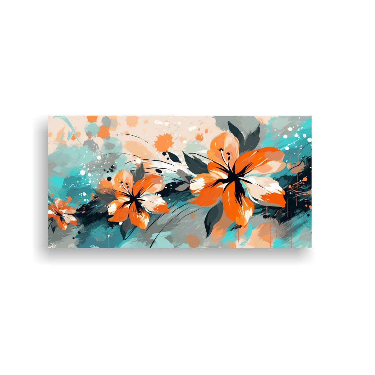GENERICO - Lienzo Abstracción Poder Floral Tropical Con 80x40 Cm
