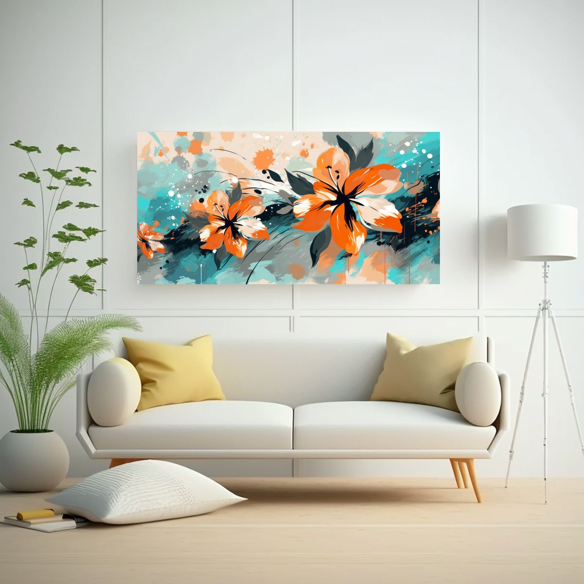 GENERICO - Lienzo Abstracción Poder Floral Tropical Con 80x40 Cm