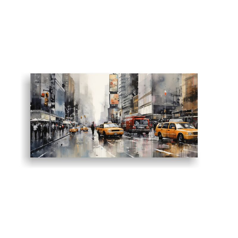GENERICO - Cuadros Lienzo Nueva York Gris Y Champagne Estilo 60x30 Cm