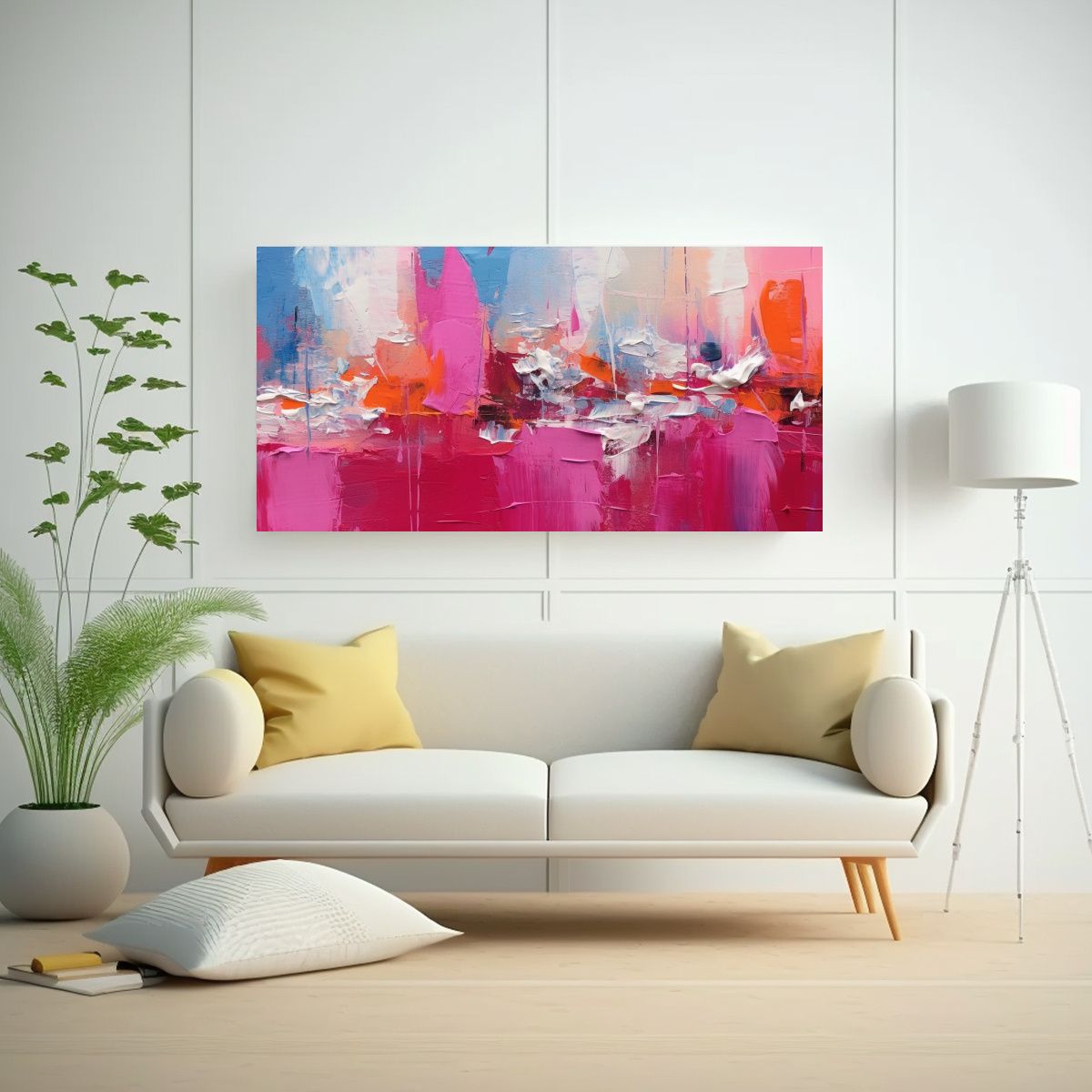 GENERICO - Pintura Abstracta De Un Acogedor Día En La Playa 80x40 Cm