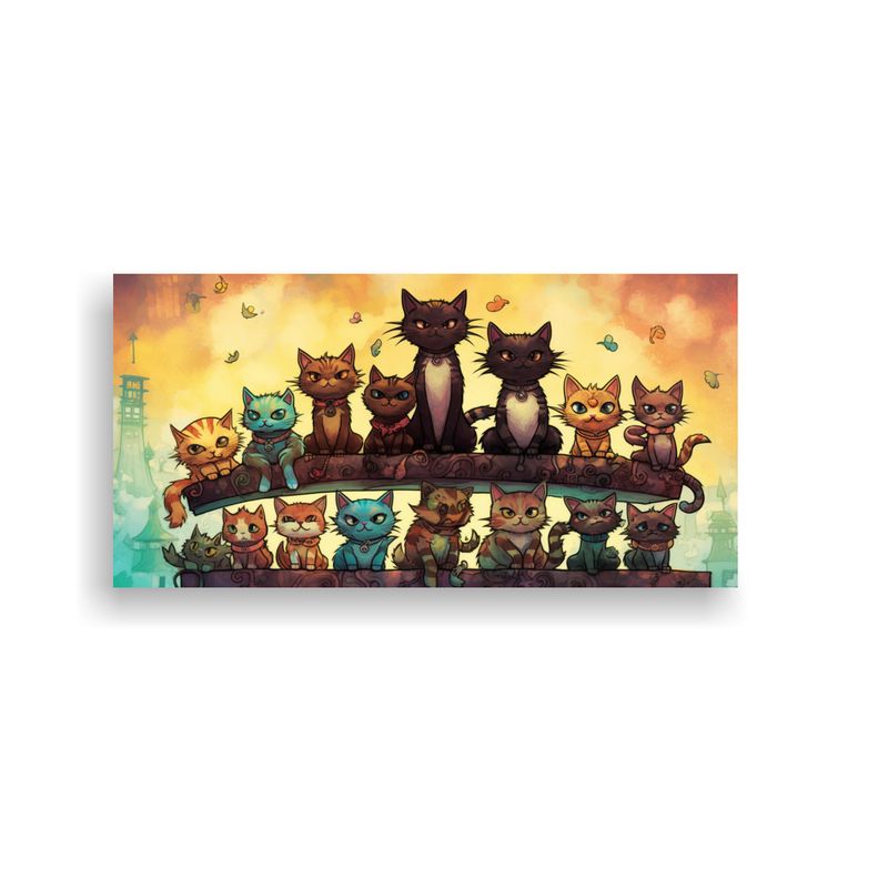 GENERICO - Gatos En Muchos Colores Sobre Montón Mirando 60x30 Cm