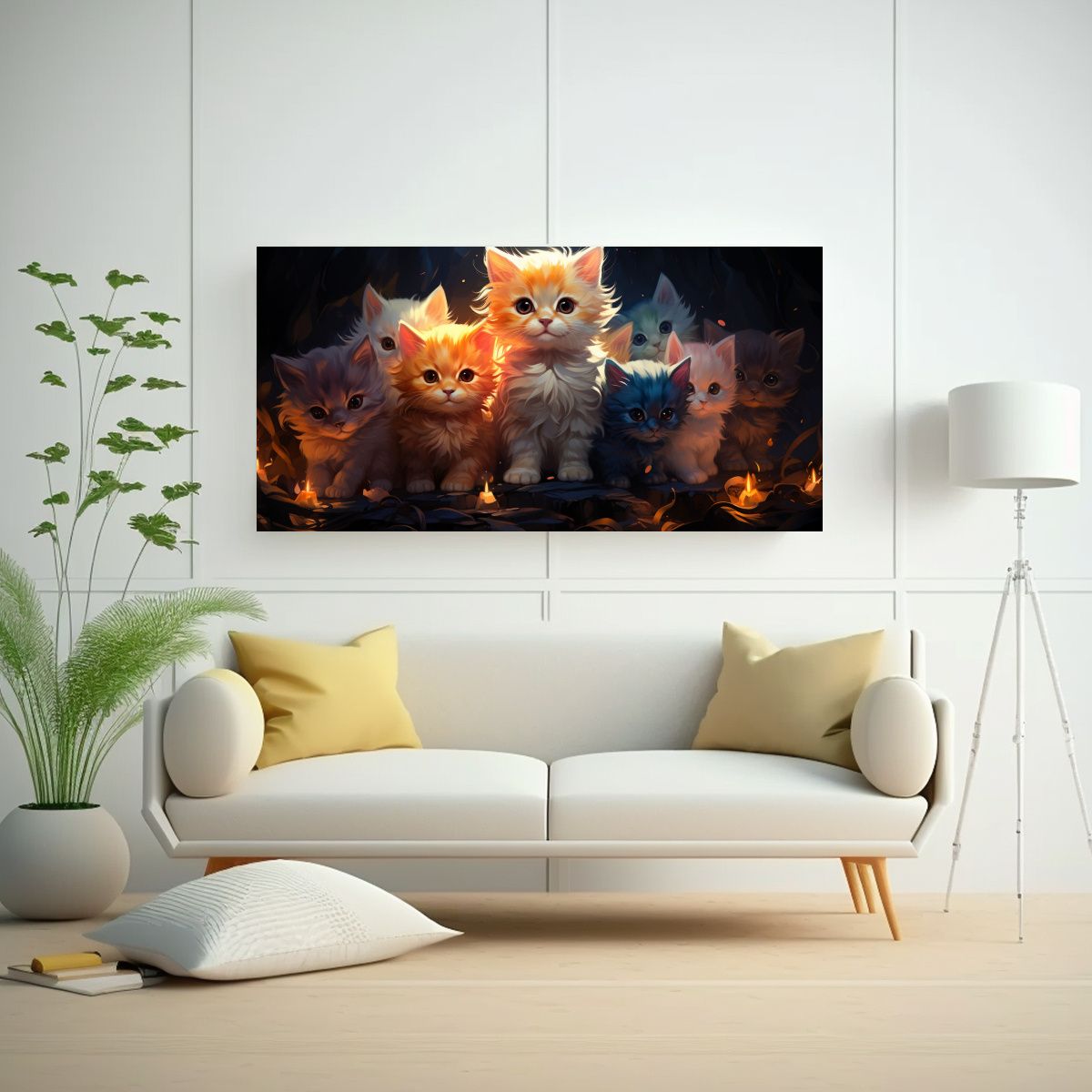GENERICO - Cuadros Decorativos De Lindos Gatitos Estilo 80x40 Cm