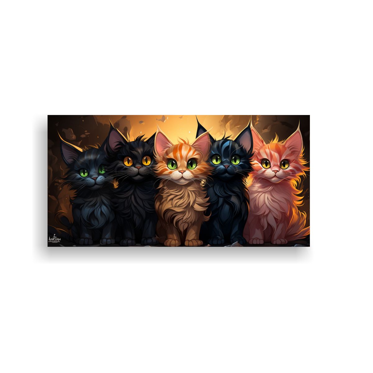 GENERICO - Pinturas Decorativas De Gatos Con Detalles 80x40 Cm