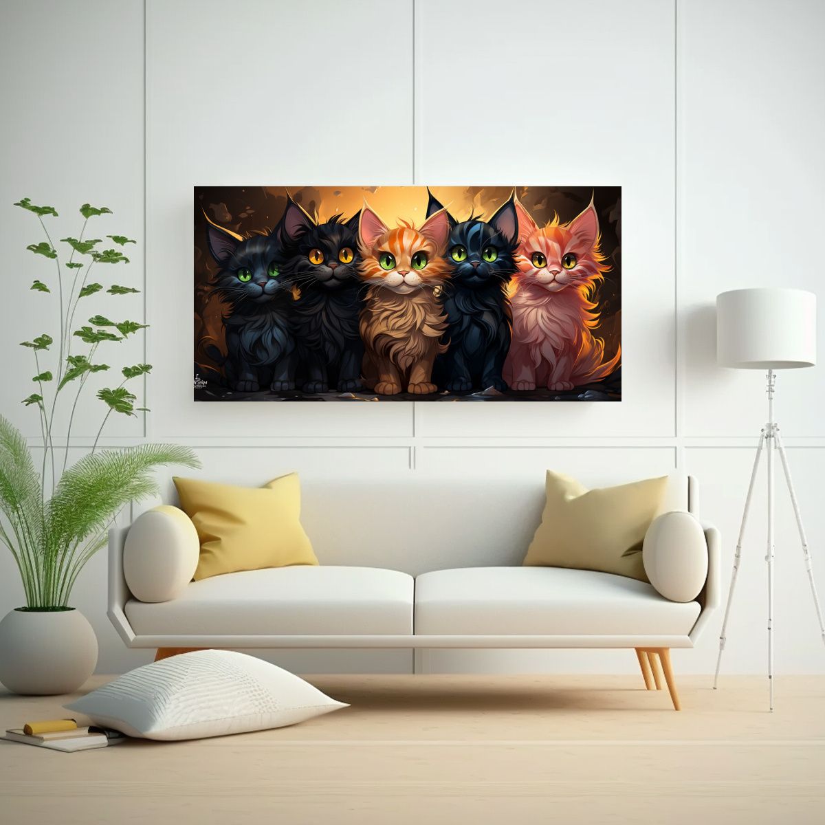GENERICO - Pinturas Decorativas De Gatos Con Detalles 80x40 Cm