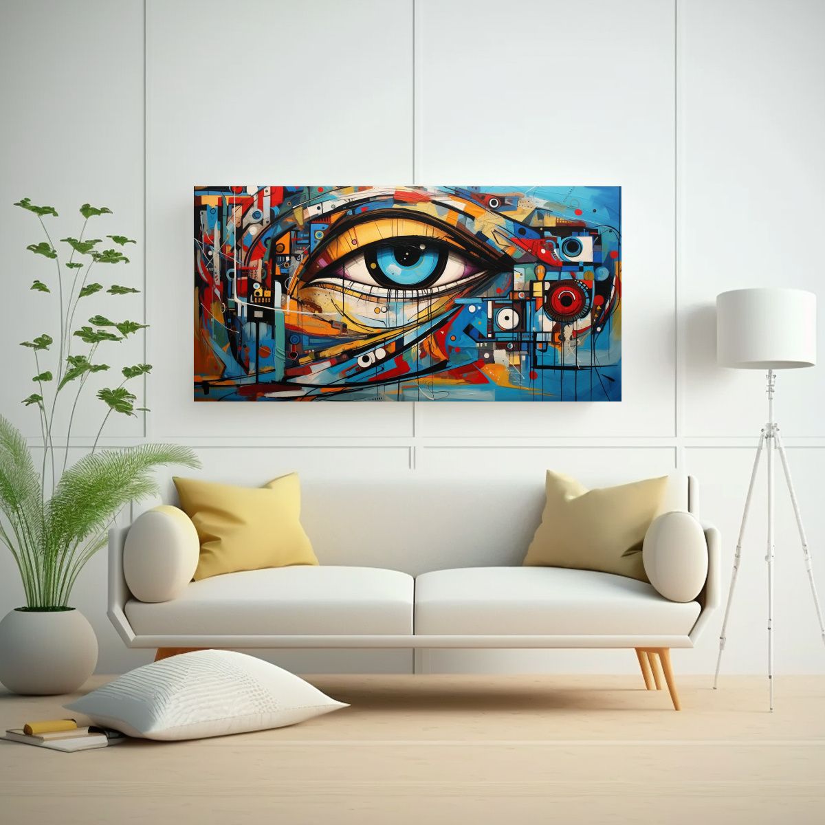 GENERICO - Pinturas Abstractas Ojos Modernos Tonos Lienzo 80x40 Cm