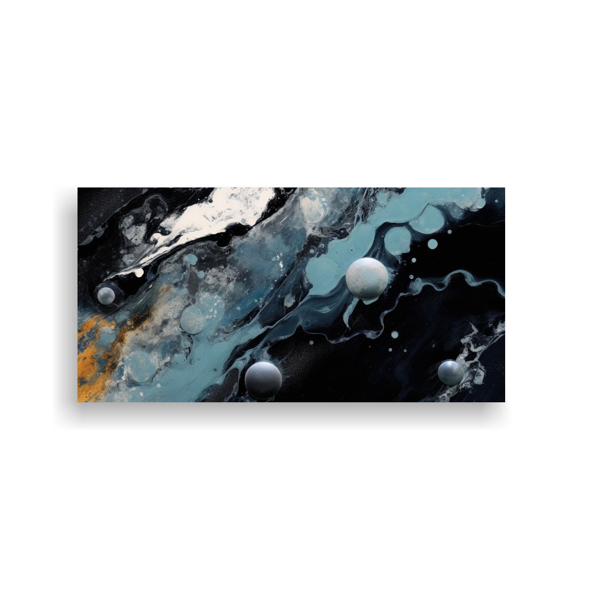 GENERICO - Pinturas Abstractas De Mármol Negro, Dorado Y 100x50 Cm