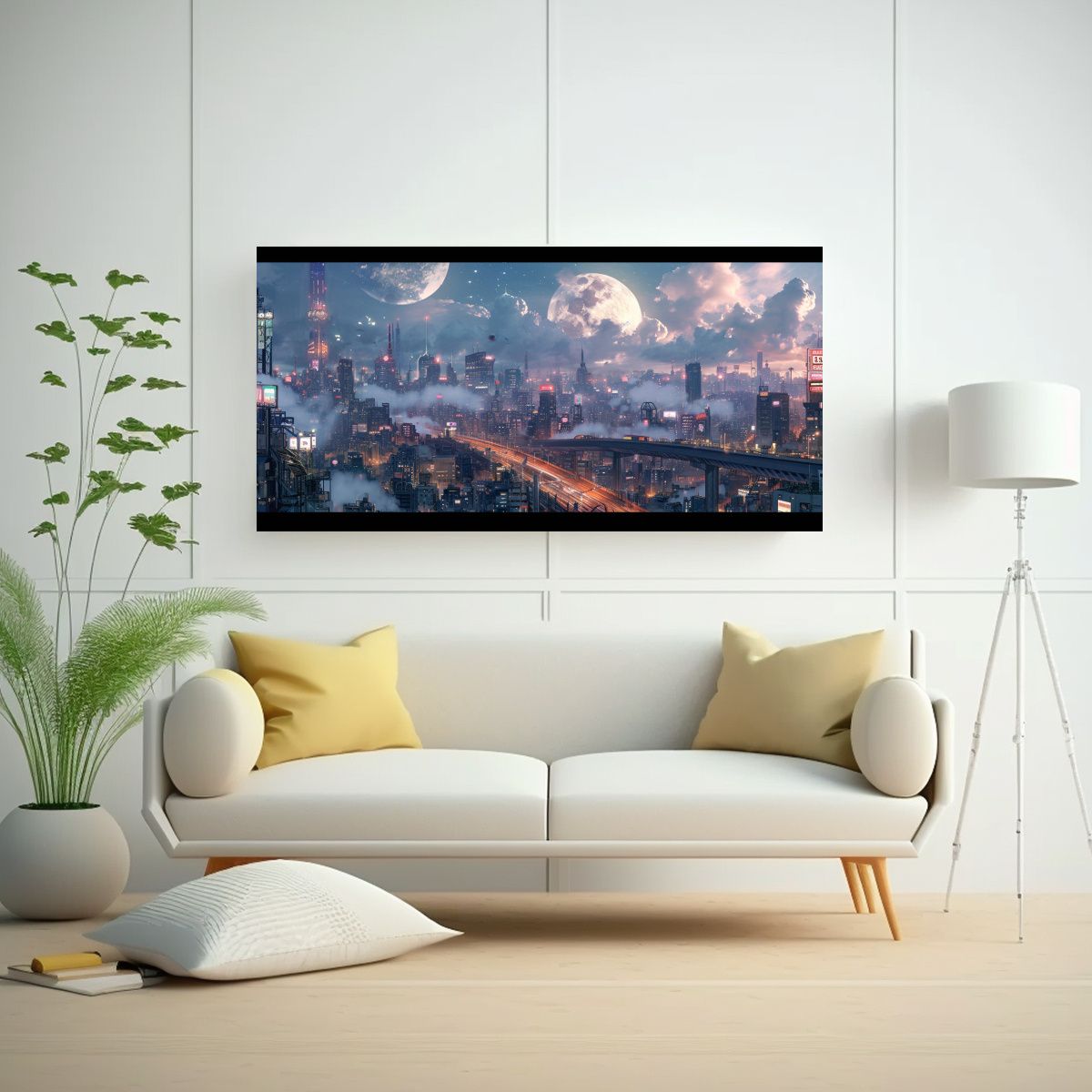 GENERICO - Pinturas Decorativas De Ciudad Futurista Cripto 80x40 Cm