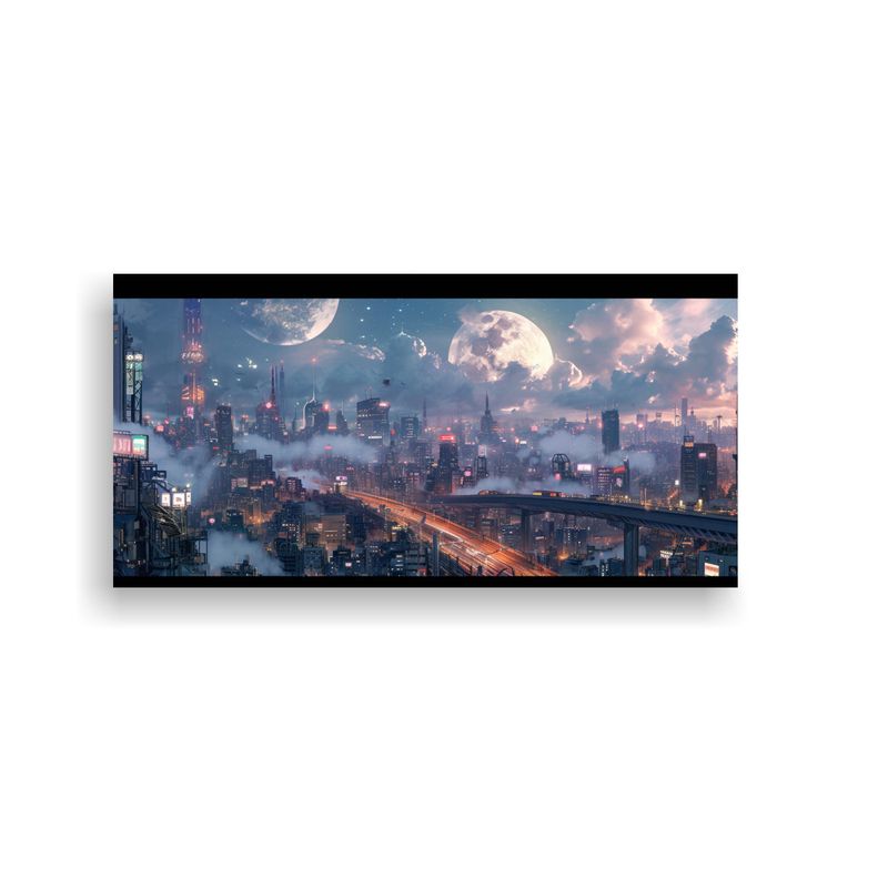 GENERICO - Pinturas Decorativas De Ciudad Futurista Cripto 100x50 Cm