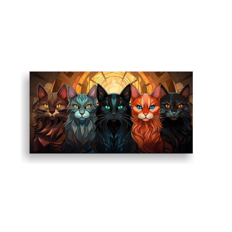 GENERICO - Cuadro Decorativo De Lienzo Con Grupo De Gatos 60x30 Cm