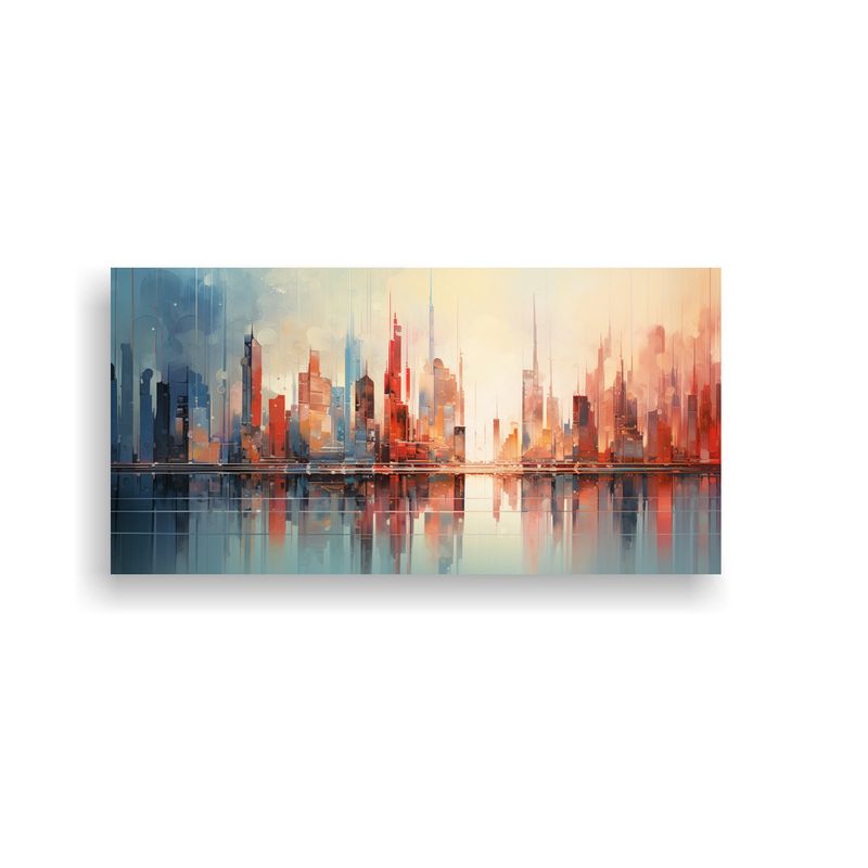 GENERICO - Pintura Acuarela Abstracta De Ciudad Con Estilo 100x50 Cm