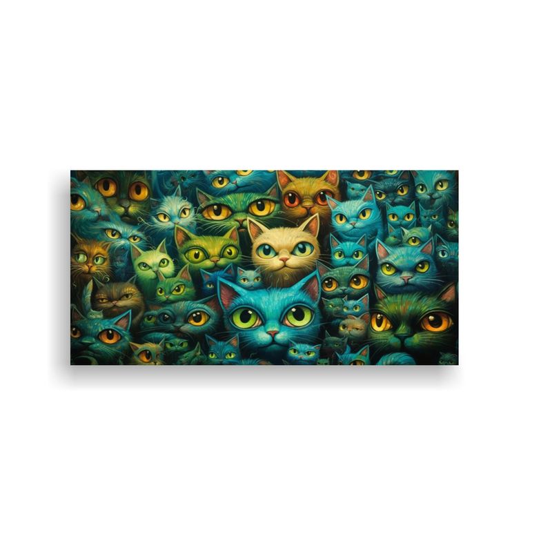 GENERICO - Pintura De Gatos Con Ojos Extraños Arte De 60x30 Cm