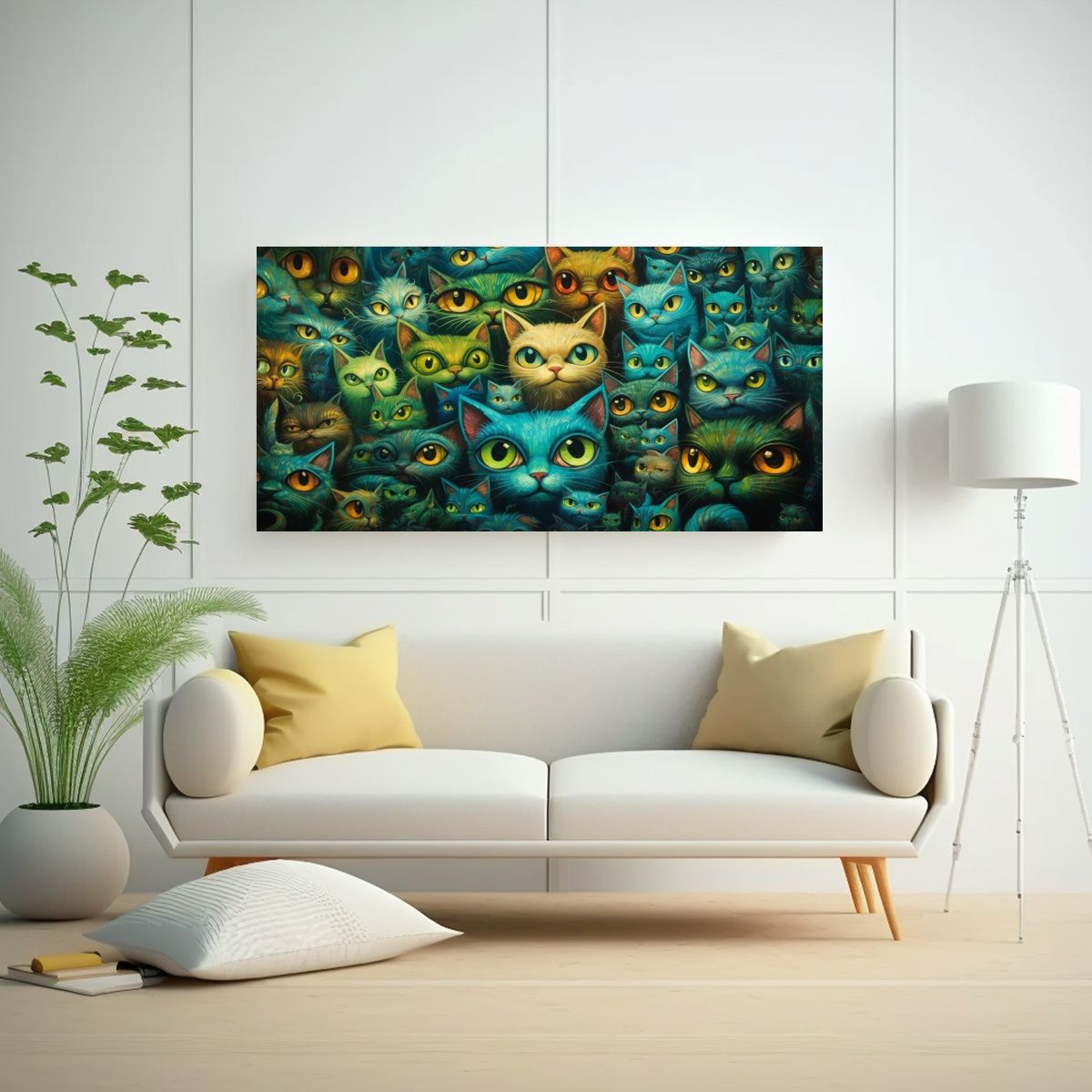 GENERICO - Pintura De Gatos Con Ojos Extraños Arte De 100x50 Cm