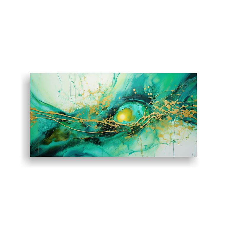GENERICO - Pintura En Verde Y Oro Simetría En Arte De 80x40 Cm
