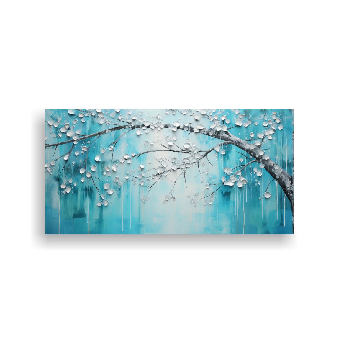 GENERICO - Cuadro Cultural En Turquesa Y Plata Pintura 100x50 Cm