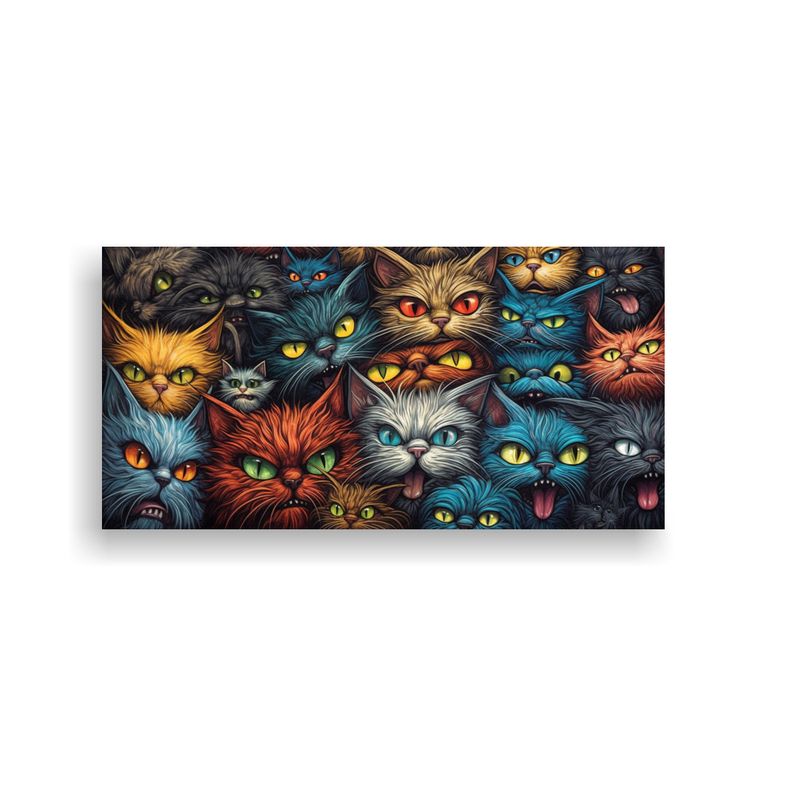 GENERICO - Pintura Al Estilo óleo De Gatos Con Ojos 100x50 Cm