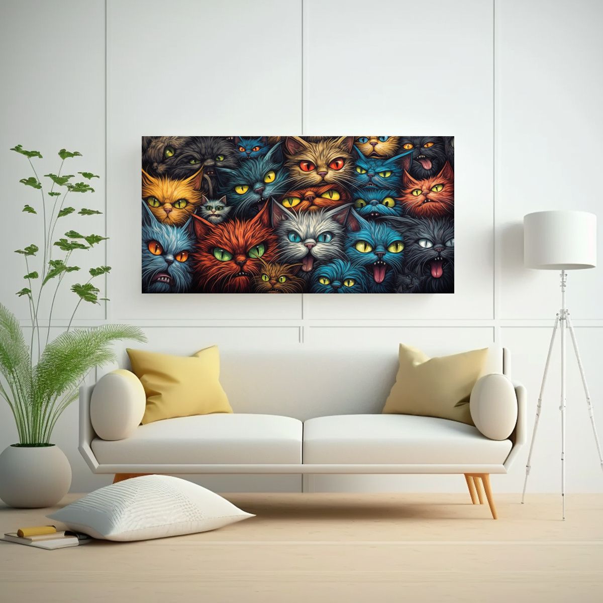 GENERICO - Pintura Al Estilo óleo De Gatos Con Ojos 100x50 Cm