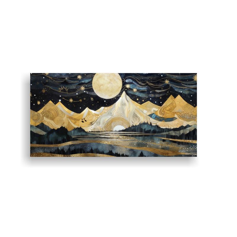 GENERICO - Cuadro Decorativo Noche En Las Montañas Con Luna 80x40 Cm