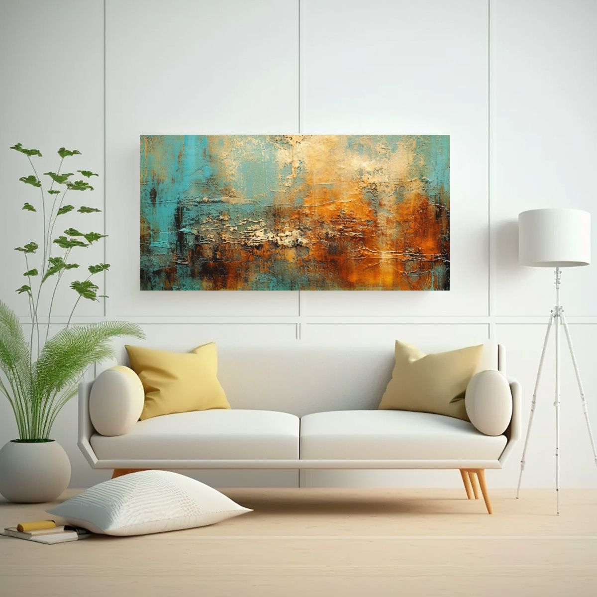 GENERICO - Cuadro Arte Gráfico Abstracto En Turquesa Y Azul 80x40 Cm