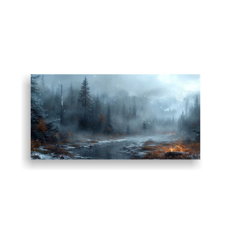 GENERICO - Inspirador Arte Temática Bosque Invernal Oscuro 80x40 Cm