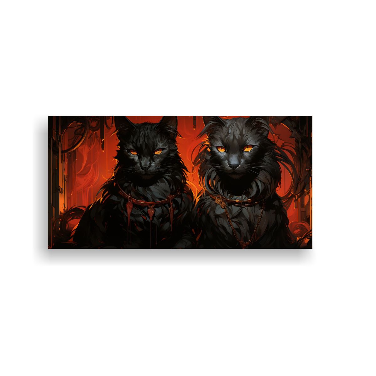 GENERICO - Cuadro Decorativo Gatos Negros Apilados En Estilo 60x30 Cm