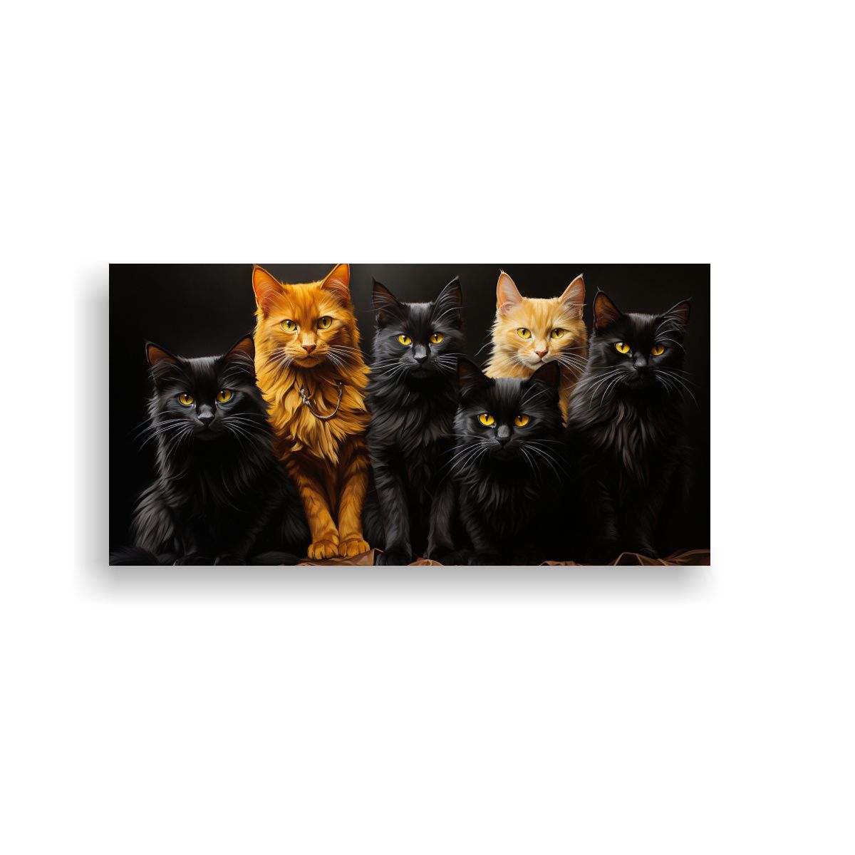 GENERICO - Cuadro Decorativo Gatos Negros Sobre Pila Mirando 60x30 Cm