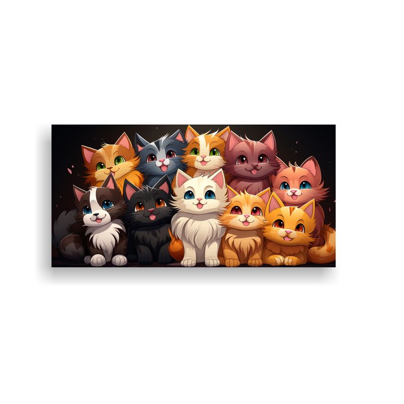 GENERICO - Pegatina Arte Cuadro De Multitud De Gatos Felices 80x40 Cm