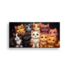 GENERICO - Pegatina Arte Cuadro De Multitud De Gatos Felices 80x40 Cm