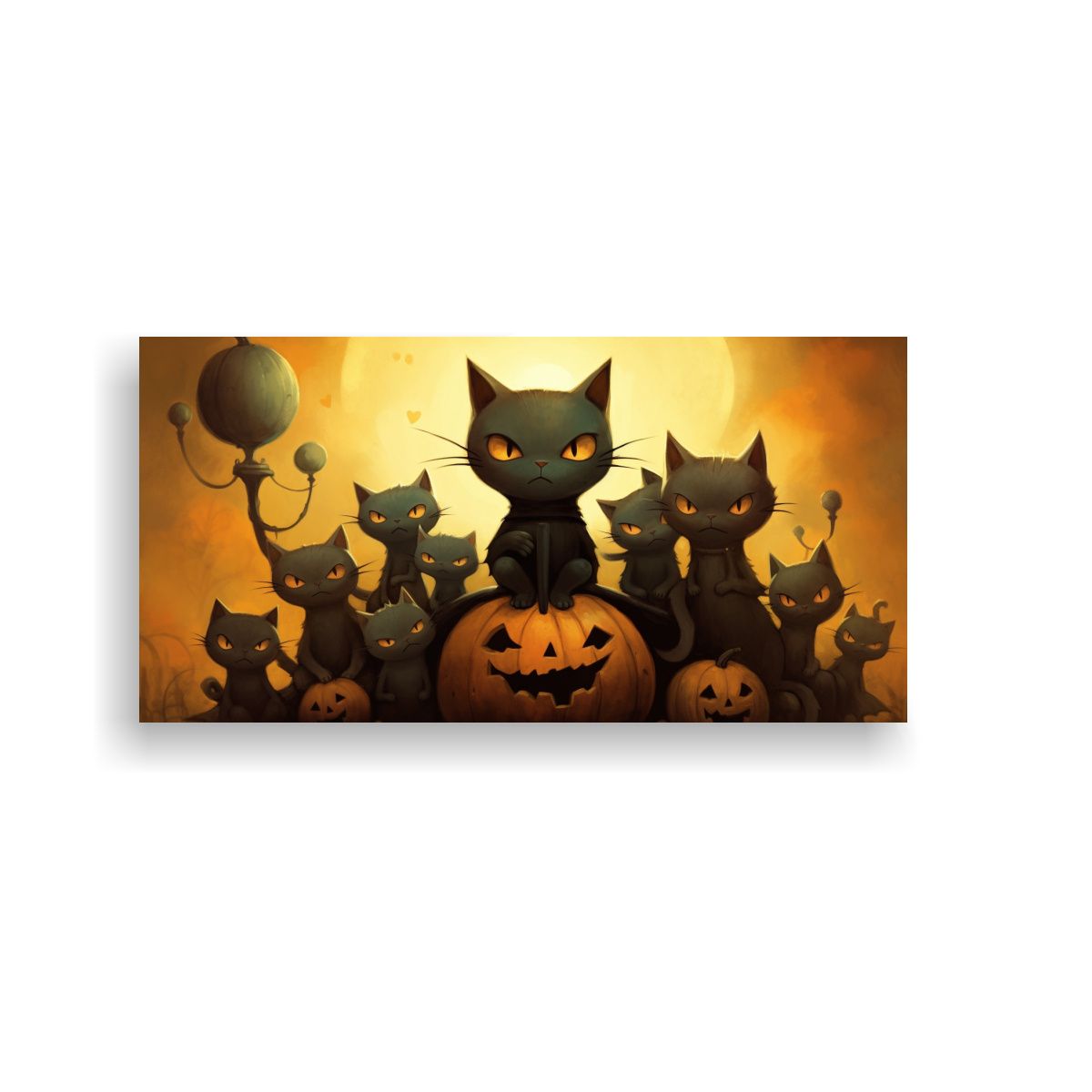 GENERICO - Pinturas Decorativas Gatos Negros Sobre Pila 60x30 Cm