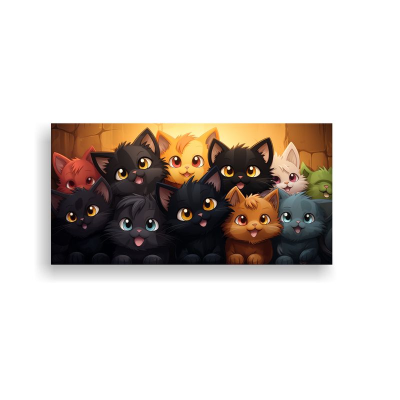 GENERICO - Cuadro Creativo De Belleza Con Multitud De Gatos 60x30 Cm