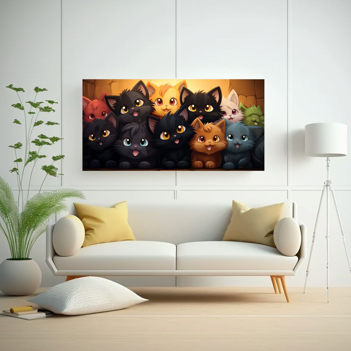 GENERICO - Cuadro Creativo De Belleza Con Multitud De Gatos 100x50 Cm