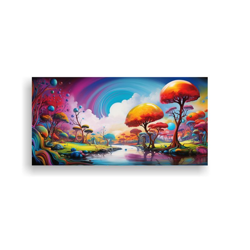 GENERICO - Cuadro Vintage Floral Surreal Abstracto Vibrante 80x40 Cm