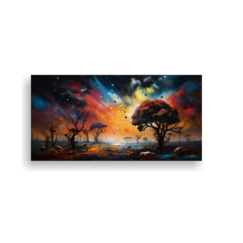 GENERICO - Pinturas Decorativas Africanas Tormenta En La 80x40 Cm