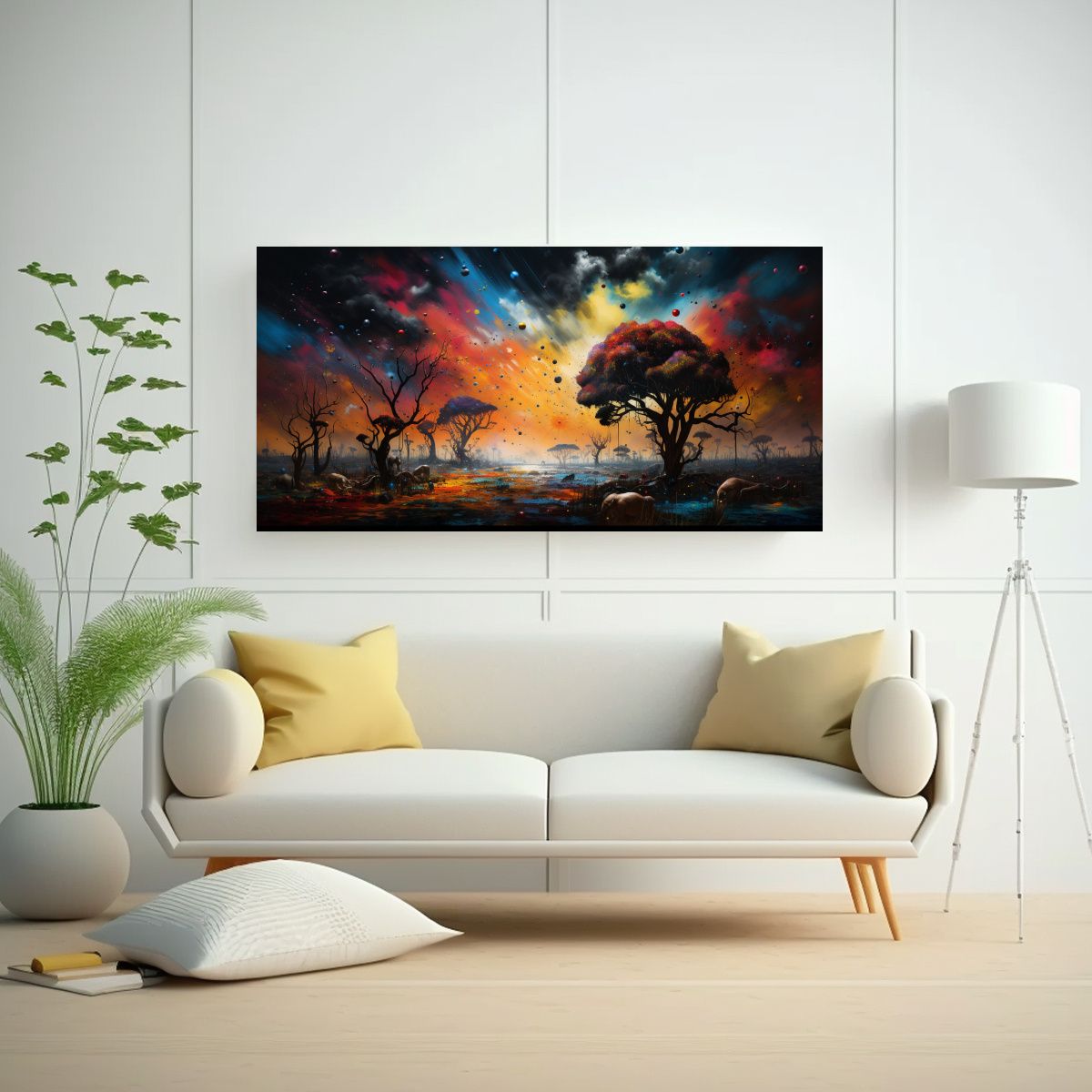 GENERICO - Pinturas Decorativas Africanas Tormenta En La 100x50 Cm
