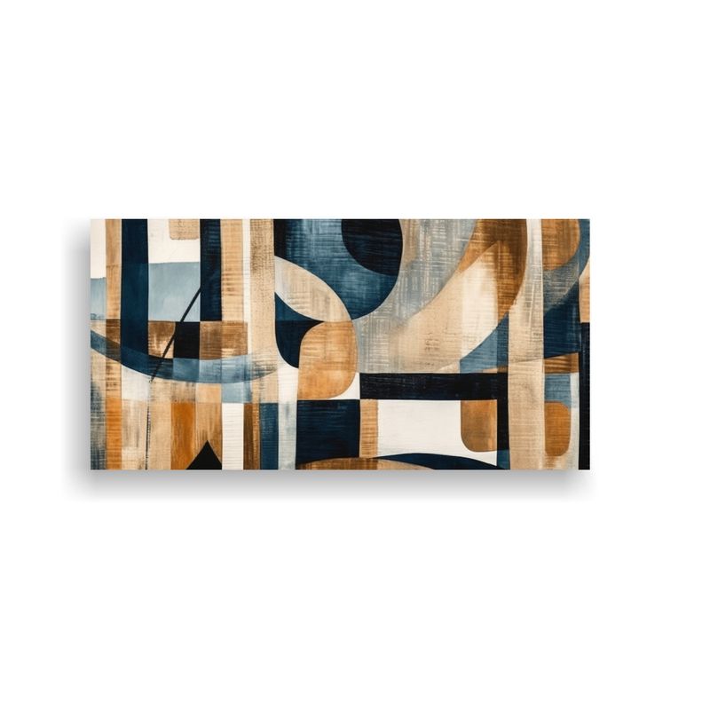 GENERICO - Cuadro Abstracto En Tonos Azul Marrón Y Blanco 80x40 Cm