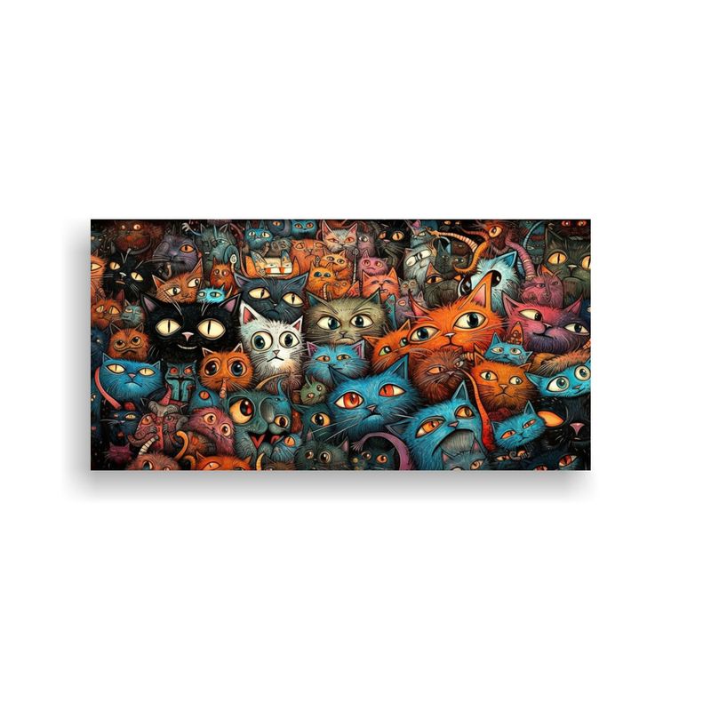 GENERICO - Pintura Decorativa Estilo Vintage De Gatos Locos 60x30 Cm