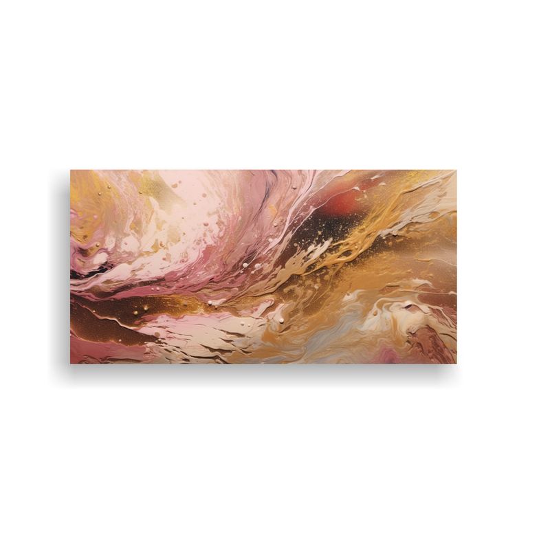 GENERICO - Pintura Abstracta Acuarela Marrón Y Neón Para 100x50 Cm