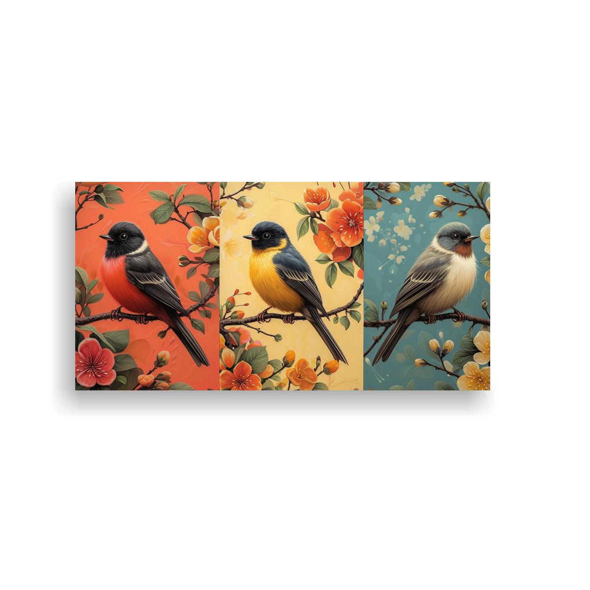 GENERICO - Tríptico Decorativo Con Diseños De Glicinias En 80x40 Cm