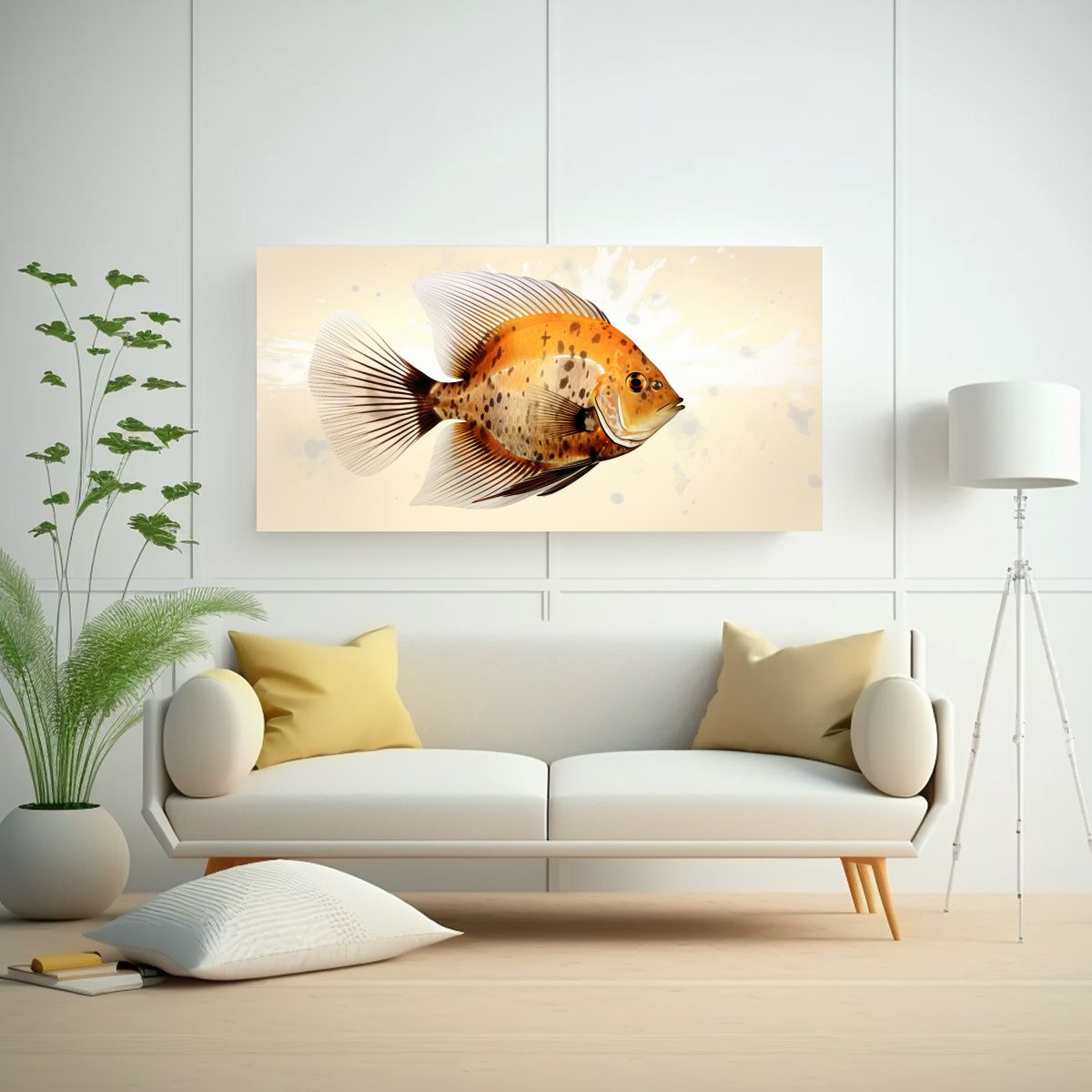 GENERICO - Obra Arte Discus Fish En Tonos Translúcidos Y 60x30 Cm