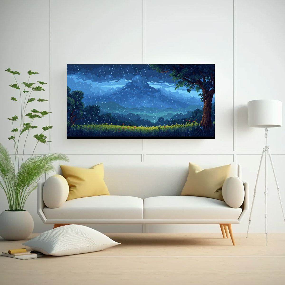 GENERICO - Pintura Decorativa De Praderas Y Montañas Al 60x30 Cm