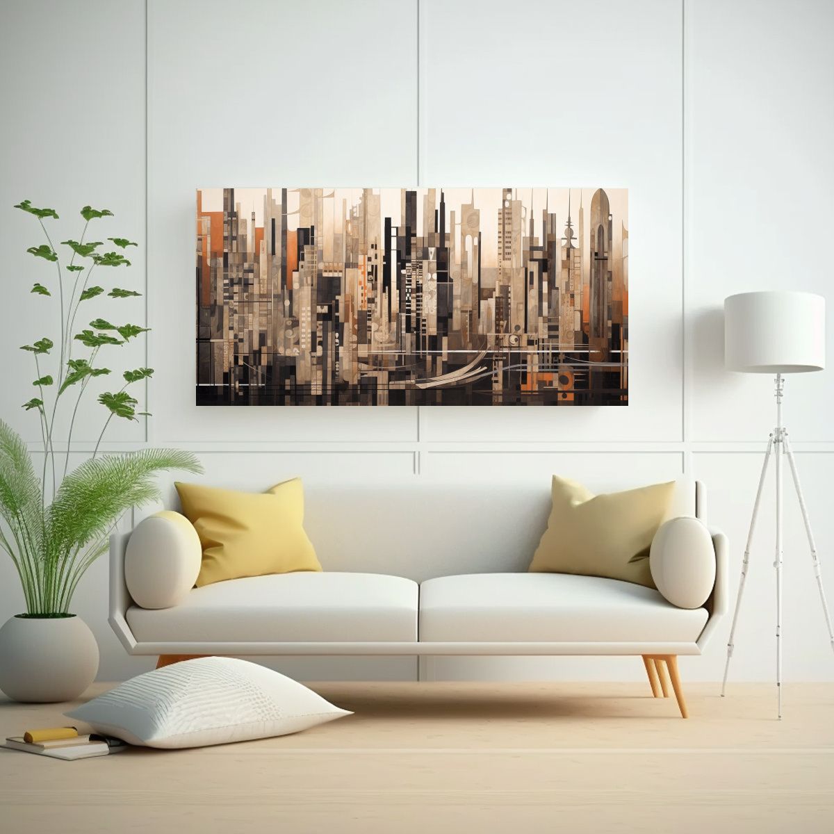 GENERICO - Cuadro Decorativo Horizonte En Blanco Y Negro Al 80x40 Cm