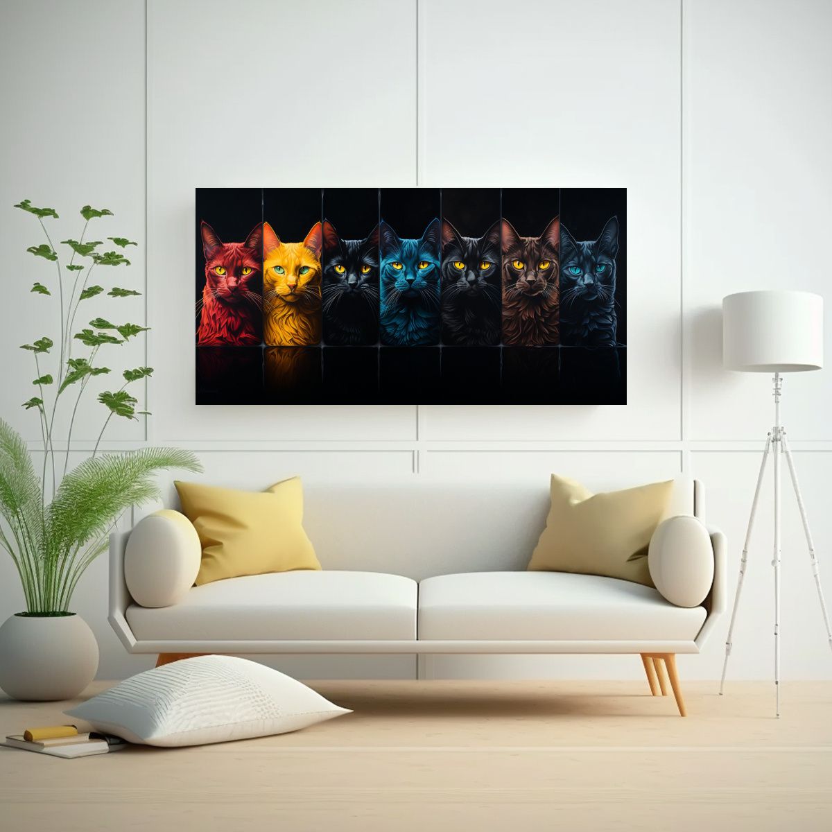 GENERICO - Pinturas Decorativas De Estilo Gatos Con Ojos 100x50 Cm