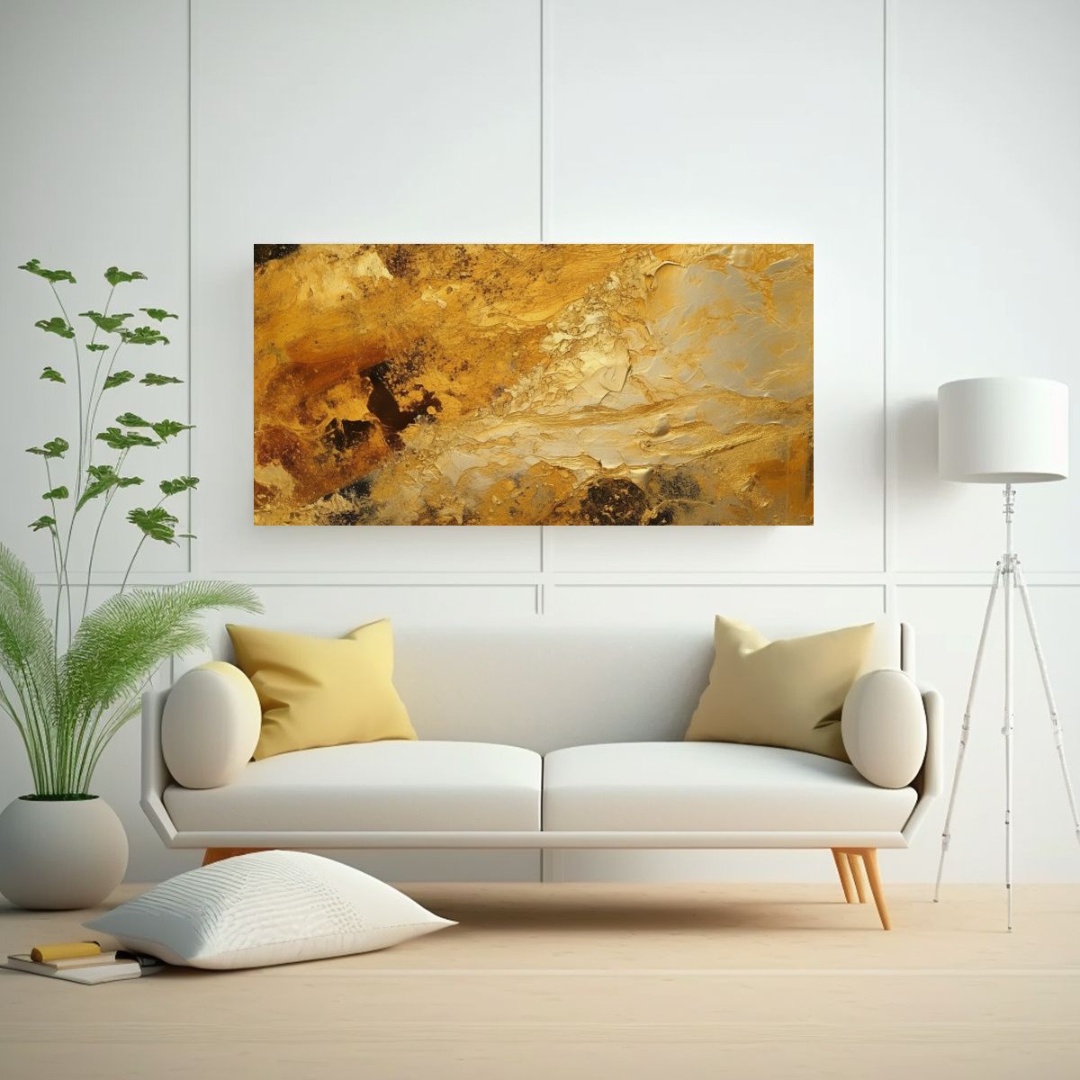 GENERICO - Imagen Gráfica De Superficie Dorada En Estilo 80x40 Cm