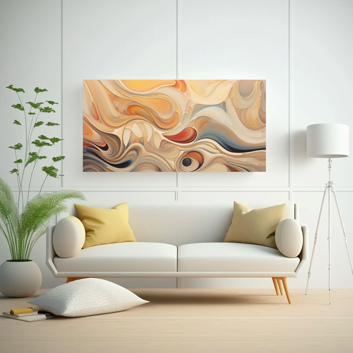 GENERICO - Cuadro Abstracto De Inspiración En Tonos Crema 100x50 Cm