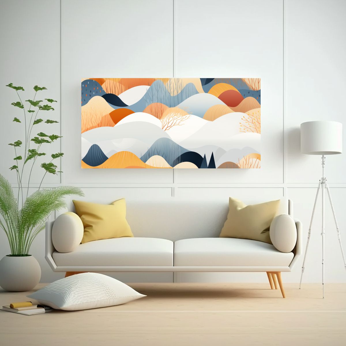 GENERICO - Pintura Abstracta Escena Paisajística Nórdica 60x30 Cm