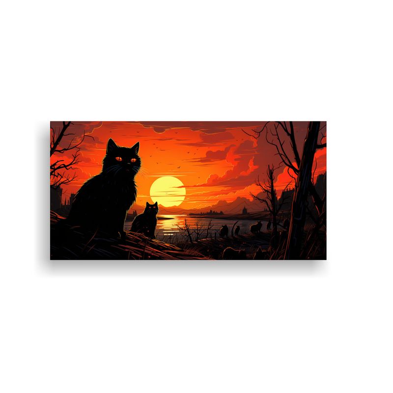 GENERICO - Cuadros Decorativos Gatos Negros Con Ojos 60x30 Cm